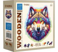 Wooden City WDCHE0205-M Puzzle da 150 Pezzi Sagomato in Legno - Rainbow Wolf
