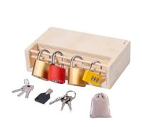 Wooden Cognitive Lock Box Busy Board with Padlocks for Seniors Memory Coordination