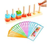Wooden Color Sorting & Stacking Toy, Educational Shape Matching Game, 11.8x3.9x2.2 Inch, Kids' Logic Puzzles, Natural Pine with Whimsical Style, Cognitive Tool for Classrooms and Travel