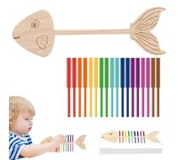 Wooden Color Sorting Toys, Fish-Shaped Fine Motor Toy, Reinforced Natural Wood Build with Technical Style, Early Educational Sorting Stick for Developmental Growth Preschool Learning