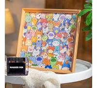 Wooden Coloring Puzzle, Paintable Wooden Puzzles Cats for DIY Crafting, 3-in-1 Draw-and-Assemble Cat Frame Kit, Creative Gift for Art Projects and Home Display (36 Color)