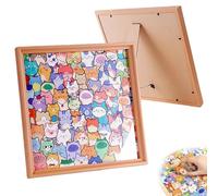 Wooden Coloring Puzzles Puzzle Frame, DIY Cat Shaped Wooden Jigsaw, 3D Coloring Puzzle Wood Cat Puzzles Craft Kit for Home Display, Self-Made Gift (No Pen)