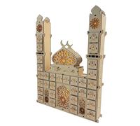 Wooden Countdown Calendar - Wood, Countdown Centerpiece Lighted Drawers | Castle Shape Holiday Activity Display, Countdown Decoration For Living Room, Home Shelf, Desk Display, Apartment Decor