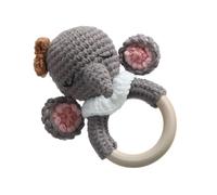 Wooden Crochet Baby Rattle, Handmade Animal Teether Toy, Soft Soothing Newborns Presents, Easter Basket Stuffer, Baby Shower Decor, Cute Stuffed Toy for Toddler
