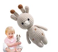 Wooden Crochet Baby Rattle, Handmade Animal Toy, 4.72in Soothing Teether, Easter Basket Stuffers, Plush Gift, Baby Shower Accent for Eco Friendly Infant Accessory, Kid's Gift Idea