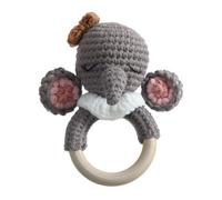 Wooden Crochet Rattle, Handmade Animal Rattle, Soothing Teether Toy, Perfect Easter Basket Stuffer, Baby Shower Decor, Adorable Stuffed Animals 14cm/5.51 Inches for Kids