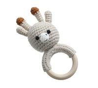 Wooden Crochet Rattle, Handmade Crochet Animal Rattle, Soothing Teether Toy, Easter Basket Stuffers, Stuffed Animals, Baby Shower Decor for Kids, Wonderful Present 4.72 inches