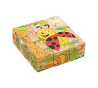 Wooden Cube Puzzle - Early Learning Toys, 5.91x5.12x1.57 Inches Brain Teaser Puzzles with Compact Natural Timber, Geometric 3D Logic Game, Educational Tool for Boys Girls Home Classroom