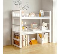 Wooden Desk Hutch Top, Desktop Bookshelf and Storage Rack, Stylish Organizer for Home Office and College Dorm, Efficient Workspace Solution