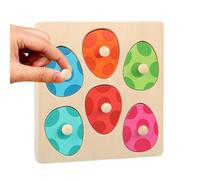 Wooden Dinosaur Toys, Educational Bricks Game, 6.89x6.89x0.63 Inches Puzzle, Color Sorting Eggs with Grip, Matching Playset with Modern Design, Home Accessories for Kids Boys Girls School Kindergarten