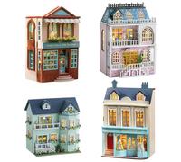 Wooden Doll House Kit - Openable Cottage Playset, Furnished Cabin Display
