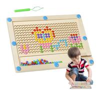 Wooden Doodle Board - Magnetic Beads Drawing Toy, Interactive Learning Grip Comfort Feature, Puzzle Block Balance Style, Classroom Gear Compact Design, Educational Board for Kids, Boys, Friends