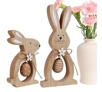 Wooden Easter Bunny - Seasonal Decoration, Spring Table Centerpiece with Handcrafted Rustic Finish, Home Office Ornament, Decor Sculture, Festive Bedroom Study Decor for Enhancing Holiday Party