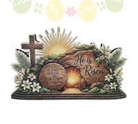 Wooden Easter Decor - Religious Table Centerpieces, Decorative Board Table Display Piece, Empty Tomb Theme Accent | Church Stage Party Home Living Room Bedroom Office Cabinet Shelf Desk Styling