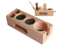 Wooden Espresso Tamping Stand, Coffee Tool Organizer, 26 x 10 x 7,7 cm Frame with Anti-Skid Feature, Portafilter Station, Sturdy High-Density Wood with Modern Style, Accessory for Home Kitchen and