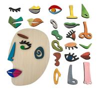 Wooden Face Puzzle, Human Face Building Blocks, Educational Toy, 11 Inch | Face Matching Activity, Smooth Edge Construction, Screen Free Play, Builds Fine Motor Skills, Logic And Hand Eye Coordination