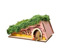 Wooden Fairy House Craft Kit - Triangle DIY Building Set, DIY Triangle Fairy House Kit with Simulated Moss and Trees, Easy to Assemble and Decorate; Fun Craft for Holiday, Party, Desk, Girls, Sons