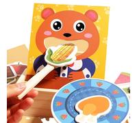 Wooden Feeding Toy, Pretend Food Set, Educational Game, Bear-Themed Design Learning Play, Ideal for Kids Girls Baby Ages 3+ in Classroom Nursery Home Settings Long Lasting