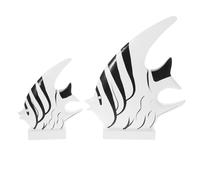 Wooden Fish Figurine Set Decor - Rustic Mediterranean Style Sculpture Ornament | Handcrafted Marine Animal Display Decoration Coastal Themed Artistic Tabletop Accent Piece Showcase Arrangement System