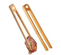 Wooden Food Tongs, Long Magnetic Grip, Heat Resistant Serving Tool Smooth Finishes Handle for BBQ Cooking Grill Pasta Salad Meat Fish Bread Dessert Camping Tea Use 8.66in