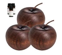 Wooden Fruit Aromatherapy, Solid Wood Fruit Scented Ornament, Rustic Car Fragrance Diffuser, Natural Creative Wooden Home Supplies, for Bathroom Spa Yoga Meditation Hotel (3 Sets)