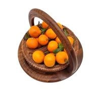 Wooden Fruit Basket - With Handle Divided Snack Tray Nut Bowl Storage Box