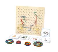 Wooden Geoboards - Primme Qualiity Toys, Fifty Pattern Cards Smmooth Surrfaces, Eighty Rubber Bands Durrable Impactts, Graphical Educational Maths Blocks - For Childrens Preschools Classrooms