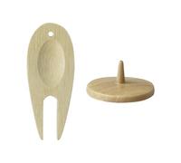 Wooden Golf Divot Repair Tool - Portable Divot Repair Fork | Smooth Lightweight Golf Accessory | Golf Pitch Mark Repair Tool | Sturdy Small Golf Divot Tool with Ball Marker for Holiday, Father's Day