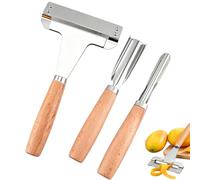 Wooden Handle Peeler Slicer,3 Pieces Non-Slip Multi-functional Wooden Handle Gadgets | Kitchen Potatoes Peeler,for Lemons Tomatoes Cheese Pineapple Melons Cooking Food Prep