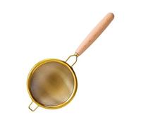 Wooden Handle Reusable Coffee Filter, Stainless Steel Fine Mesh Tea Strainer, Teapot Accessory(Golden)