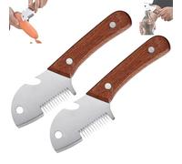 Wooden Handled Household Scallion Slicer, 3-1 Multi-Functional Butter Knife with Built-in Bottle Opener,Spreader & Shredder for Bread, Toas(2pcs)