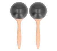 Wooden Handled Maracas Shaker, 2 Piece Set Sand Hand Percussion Instrument for Live Music, Rhythm and Performance