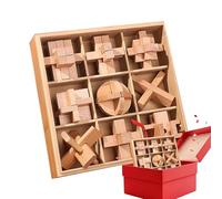 Wooden Interlock Puzzle - Brain Teaser Unlocking Game for Kids Learning Fun | Natural Timber with Pieces Hand Assembled, Logic Toy Travel for Classroom Birthday Gift Educational STEM Set