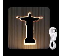 Wooden Jesus Shaped Night Light, lampada a LED per la camera da letto religiosa, Cristo Night Lamp for Women Men, Inspirational Bedside Light for Christian Decorations, Jesus Table Light for Fai