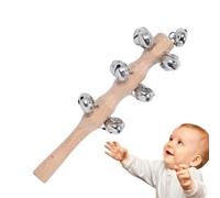 Wooden Jingle Bells, Handheld Percussion Rattle, Musical Rhythm Stick, Comfortable Grip Natural Wood, 1 Pack, Dancing and Stage Performance, 19x5x2cm 80g Wood