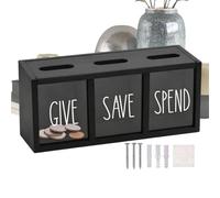 Wooden Kids Money Saving Box Wall Mount Coin Bank with Magnetic Lid
