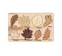 Wooden Leaf Jigsaw Puzzles - Leaf Shaped Learning Toys | Colorful Shape Puzzle Board For Kids, Preschool Boys Girls, Educational Gift, Birthday And Holiday Present