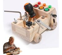 Wooden LED Switch Activity Board for Adults, Sensory Panel with Wrench, Pull Rotate Lock, Turn Key, and Adjustable Inserts - Fine Motor Skills and Cognitive Focus