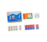 Wooden Letter Blocks Matching Game with 54 Question Cards Alphabet Abc Letter Learning Words