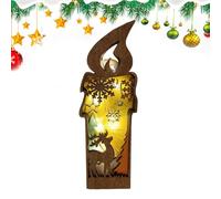 Wooden Lighted, Christmas Figurine, Indoor Holiday Decoration, Warm White Lights with Rustic Design, Battery Operated Lighting, 1-Pack Brown, Ideal for Home Kitchen Display