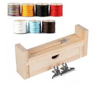 Wooden Macrame Activity Panel with Adjustable Cord Holder Metal Clips for Seniors