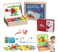 Wooden Magnetic Pattern Block Puzzle Set, Early Math Geometric Concepts Fine Motor Toys, for Toddlers, Boost Creativity, Shape Recognition, Early Math Skills (280pcs)
