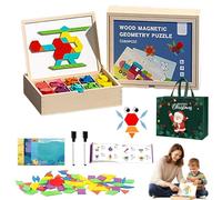 Wooden Magnetic Pattern Block Puzzle Set, Early Math Geometric Concepts Fine Motor Toys, Tangram Puzzle with Pattern Cards, Boost Creativity Early Math Skills for Toddler Kids (280pcs)