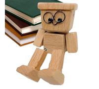 Wooden Man Figurine, Shaking Decoration Figure, 3.15x1.97 Inches Funny Dashboard Sculpture, Desktop Ornament for Family Outings Road Trip Living Room Commuting Dormitory Interior Entertainment Display