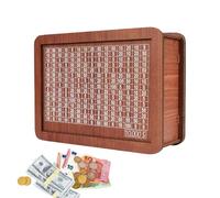 Wooden Money Bank - 7inc Secure Objection Crate, Decorative Retro Cash Saver, Clear Counter Window Numbered Tracking System | for Kids Adults Learning Budgeting Daily Savings Goal Setting Families