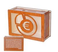 Wooden Money Box, Coin Counter Bank, Reusable Money Box Money Jar with Counter, Money Saving Box, Educational Tool Secure Locking Mechanism Adjustable Coin Slot for Adults & Children