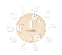 Wooden Monthly Sign - Growth Board, Circular Disk, Floral Recording Plate, Memory Tracker | First Year Celebration Accessory For Nursery Shower Boys Girls