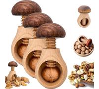 Wooden Mushroom Shaped Walnut Wood Clip, 2025 New Portable Walnut Cracking Tool, Mushroom Design Chestnut Peeler, Effortless Nut Cracking for Walnuts, Hazelnuts, Pecans, Chestnut (3 Pcs)
