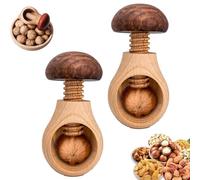 Wooden Mushroom Shaped Walnut Wood Clip,2025New Wooden Mushroom Nutcracker Tool, Walnut Cracking Tool, Chestnut Peeler Manual Nut Cracking Tools for Walnuts, Hazelnuts, Pecans, Chestnut (2PCS)