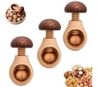 Wooden Mushroom Shaped Walnut Wood Clip,2025New Wooden Mushroom Nutcracker Tool, Walnut Cracking Tool, Chestnut Peeler Manual Nut Cracking Tools for Walnuts, Hazelnuts, Pecans, Chestnut (3PCS)